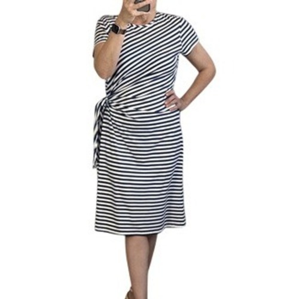 J McLaughlin Elora Sheath Dress‎ Size XL Bangle Stripe Catalina Cloth Side Tie